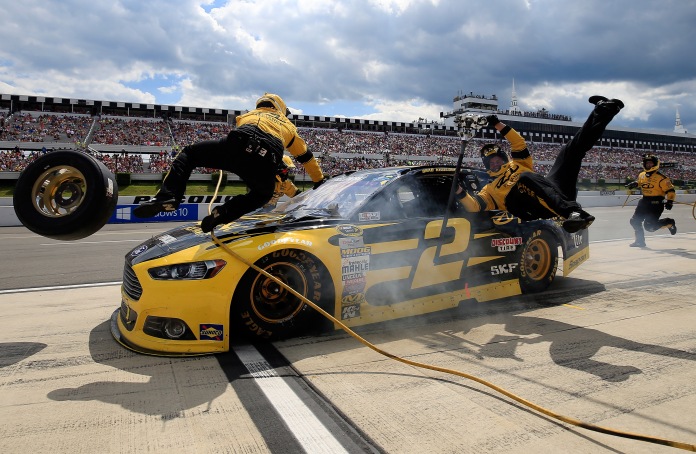 during the NASCAR Sprint Cup Series Windows 10 400 at Pocono Raceway on August 2, 2015 in Long Pond, Pennsylvania.